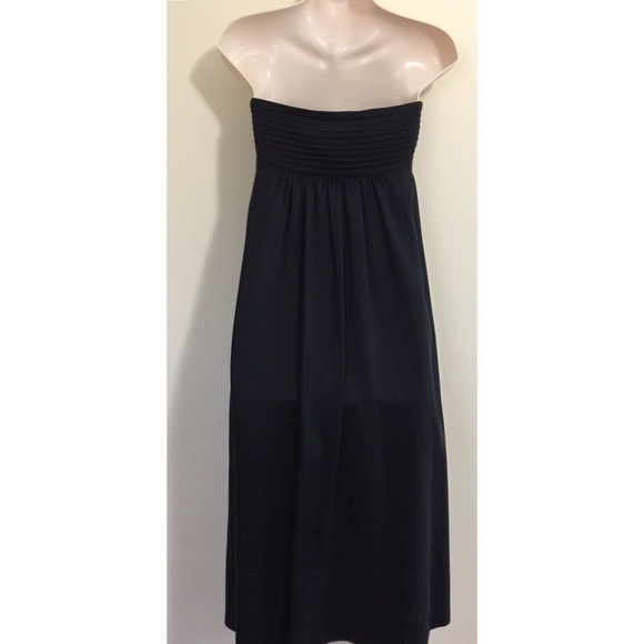 Banana Republic Size 0 Black Silk Dress Strapless - Picture 3 of 8
